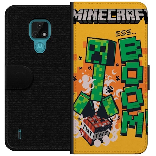 Motorola Moto E7 Tegnebogsetui Minecraft Boom
