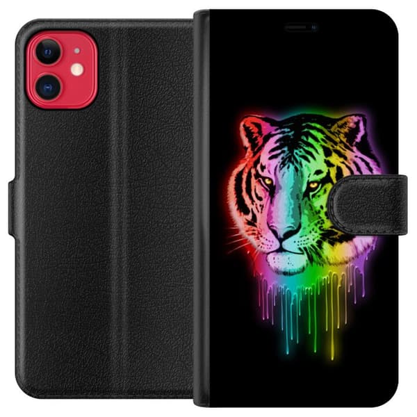 Kompatibel Tegnebogsetui til Apple iPhone 11 Neon Tigeren