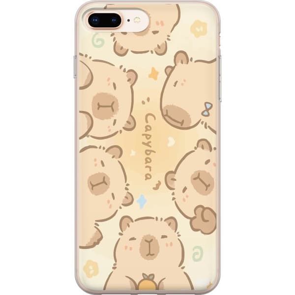 Kompatibel Mobilcover til Apple iPhone 7 Plus Søde kapybaraer, pasteldesign, søde flodsvin i bløde farver, sød varm stil med charme og legende energi