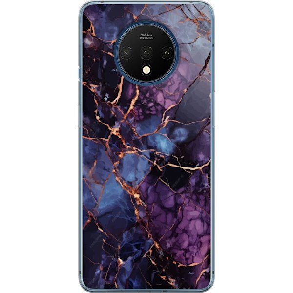 OnePlus 7T Gennemsigtig cover Marmor Blå Lilla