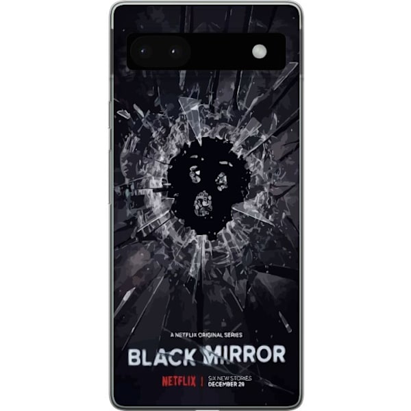 Google Pixel 6a Läpinäkyvä kuori Black Mirror Sci-Fi Netflix -sarja Dystopia Teknologia Cyberpunk Synkkä TV Videopeli Teema
