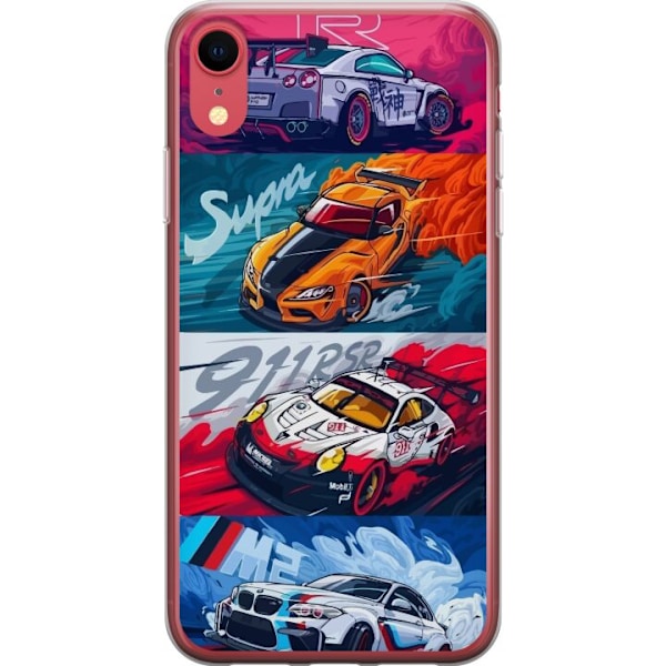 Apple iPhone XR Läpinäkyvä kuori Nopeat Autot - Piirretty K