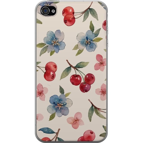 Apple iPhone 4s Gjennomsiktig deksel Bær & Blomster - mønster med blå blomster og skogsbær