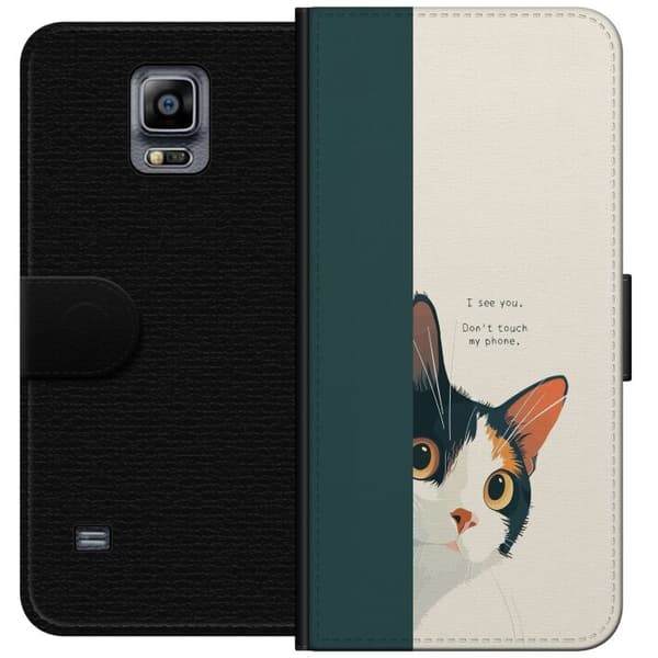 Kompatibelt Lommeboketui til Samsung Galaxy Note 4 Katt som kikar fram beige