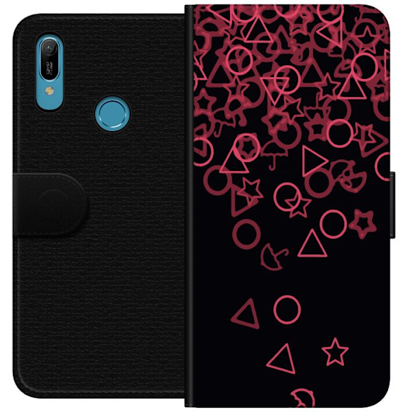 Huawei Y6 (2019) Plånboksfodral Squid Game Ikoner Serie Design Populärt TV Spel Ikoner Grafiskt Motiv Asiatisk Trend Dramaserie