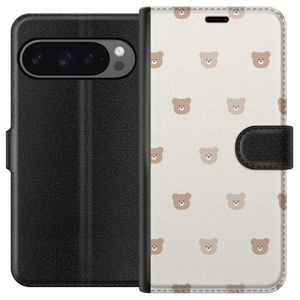 Google Pixel 9 Pro XL Tegnebogsetui Teddybaggrund - søde tedd