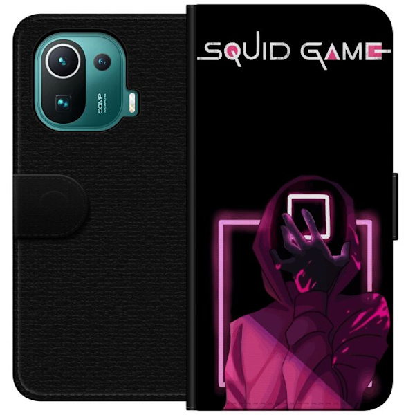 Xiaomi Mi 11 Pro Lompakkokotelo Squid Game Teema Suosittu Sarja Motiivi Graafinen Ikoninen Suunnittelu Aasialainen Popkulttuuri Jännitys Draama