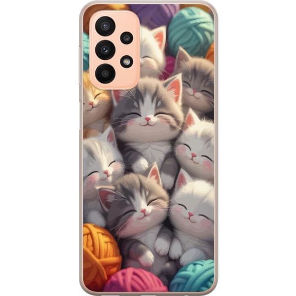 Kompatibelt Mobildeksel til Samsung Galaxy A23 Sovande kattungar beige