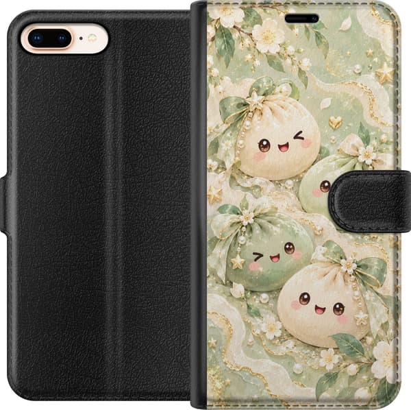Kompatibel Tegnebogsetui til Apple iPhone 8 Plus Havevenner grøn