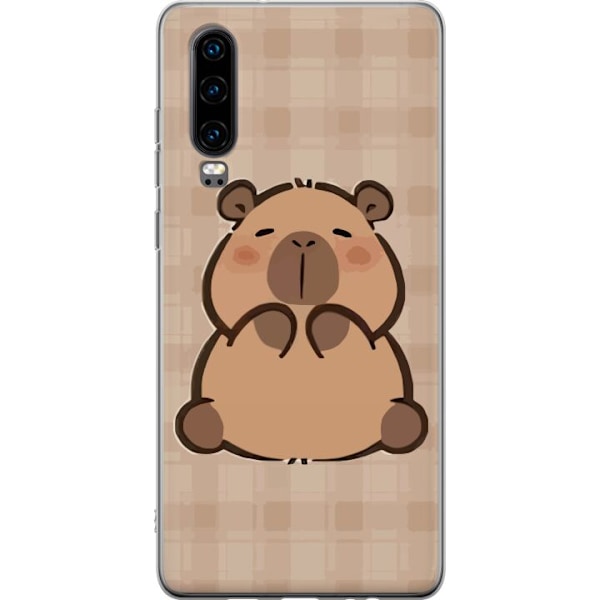 Huawei P30 Gennemsigtig cover Mobilskal kawaii capybara flera figurer japansk stil