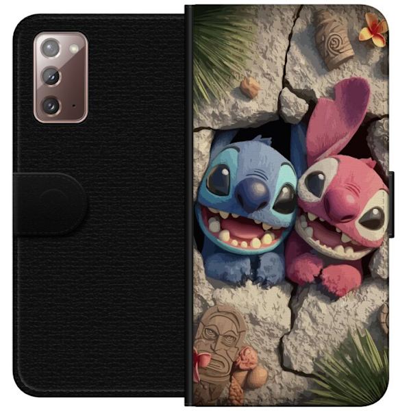 Samsung Galaxy Note20 Lompakkokotelo Stitch Angel Lilo & Stitch Motiivi Disney Rakkaus Sarjakuvahahmo Suosittu Sininen Avaruusolio Hauska Disney-eloku