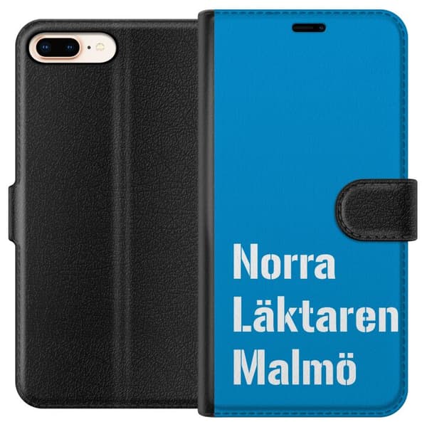 Kompatibelt Lommeboketui til Apple iPhone 7 Plus Minimalistisk blå tekstdesign med Malmö-tema og moderne typografisk stil blå