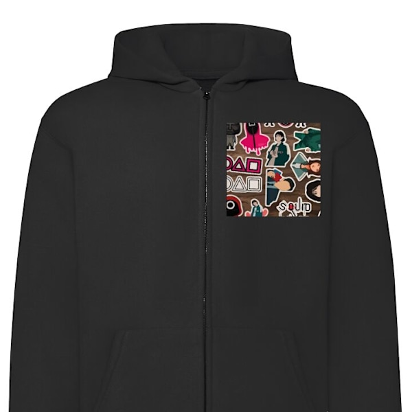 Zip-Hoodie | Hættetrøje med Lynlås til Voksne Squid Game sort XL