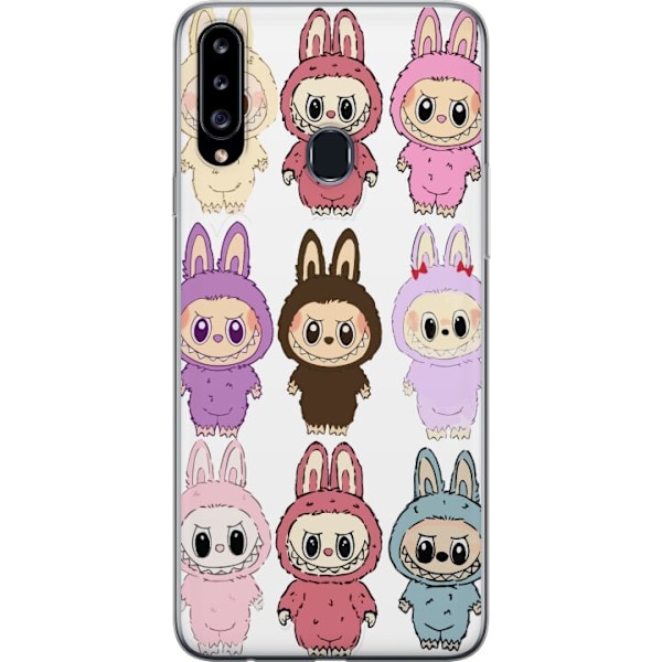 Samsung Galaxy A20s Genomskinligt Skal Labubu Pink Monster –