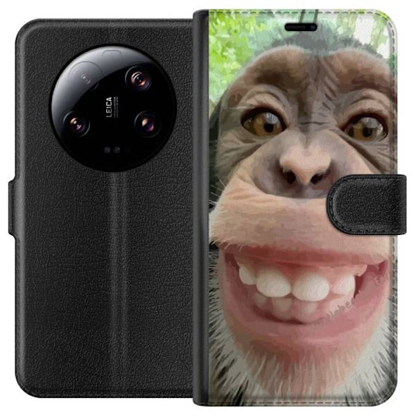Xiaomi 13 Ultra Lompakkokotelo Simpanssi Selfie Rauhallinen Graafinen Suunnittelu Apinan Aihe Suosittu Urban Art Tyyli