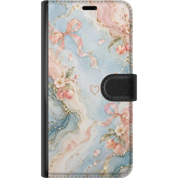 Kompatibel Tegnebogsetui til Samsung Galaxy A72 5G Blomstermarmor blå