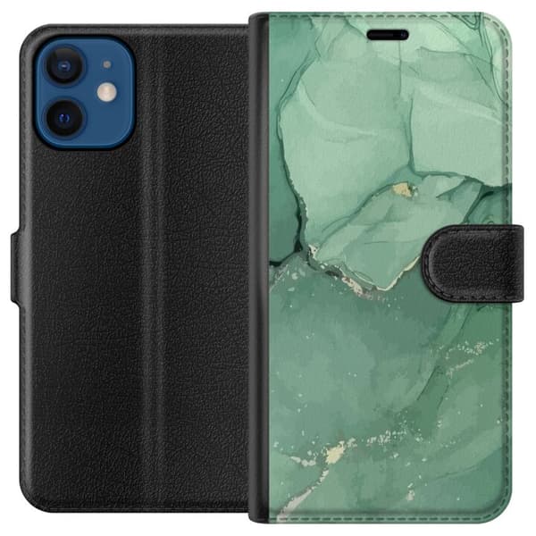 Kompatibelt Plånboksfodral till Apple iPhone 12 mini Grön marmor
