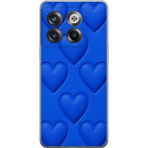 OnePlus 10T Läpinäkyvä kuori Siniset Sydämet