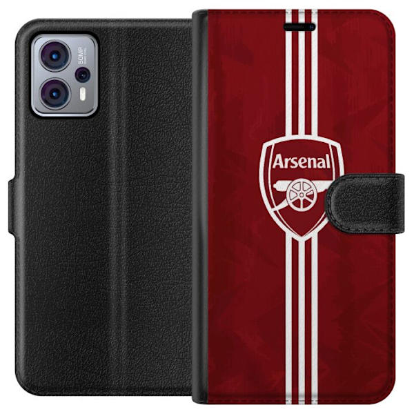 Motorola Moto G23 Lompakkokotelo Arsenal Emblem Jalkapallo Premier League Seuravaakuna Punainen Valkoinen Ikoninen Fanit Lontoo Urheilu Motiivi