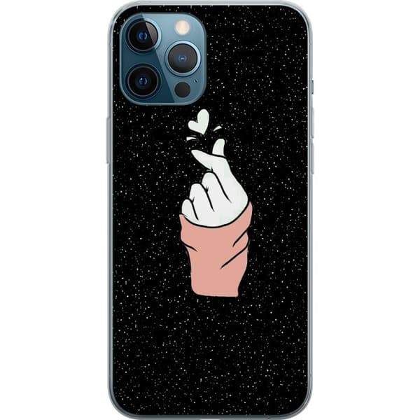 Kompatibel Mobilcover til Apple iPhone 12 Pro Max Minimal håndgestus med hjerter i mørkt verdensrum