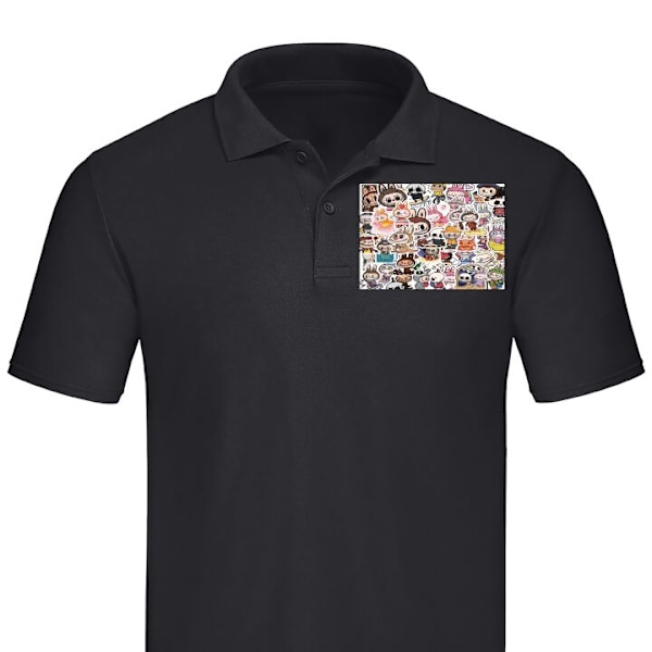 Piké för Vuxen | Elegant Pikétröja Labubu All-Stars – PO Svart X-Large