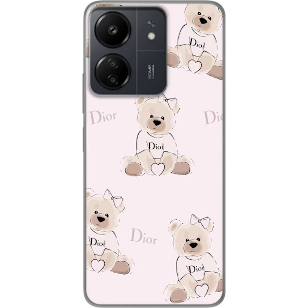 Xiaomi Redmi 13C Gennemsigtig cover Teddy Dior Vibes - luksuriøs bamse i modetil
