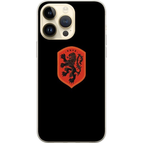 Kompatibel Mobilcover til Apple iPhone 15 Pro Max Orange skjold med sort heraldisk løve mod sort baggrund sort