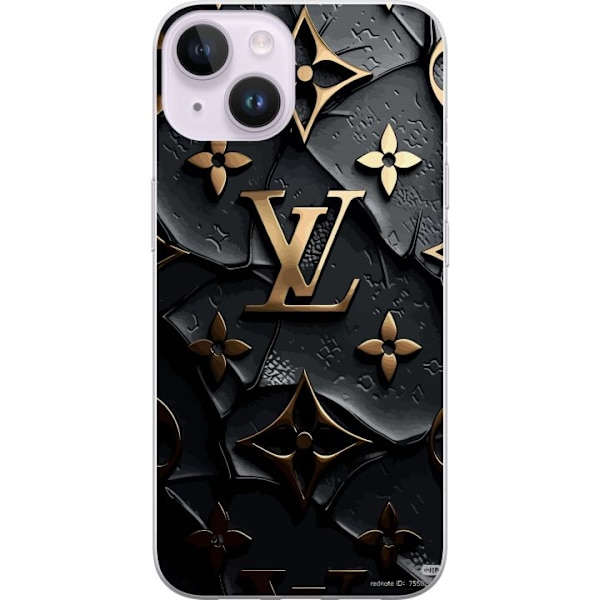 Apple iPhone 14 Genomskinligt Skal Louis Vuitton Dark Mode Design Svart Lyx Stil Fashion Populärt Grafiskt Mönster Modeikon Lyxmärke