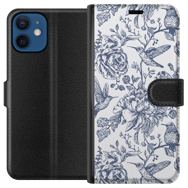 Apple iPhone 12  Tegnebogsetui Blomster & Fugle - Romantisk Vi