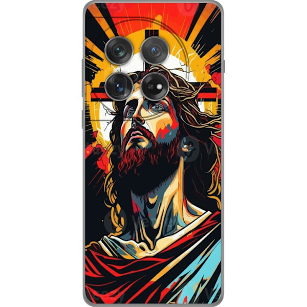 OnePlus 12 Läpinäkyvä kuori Jeesus ja Kortti - uskonnollinen motiivi syvällä symboliikalla