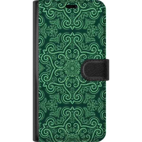 Kompatibel Tegnebogsetui til Xiaomi Redmi Note 15 Pro+ Grønne ornamenter grøn