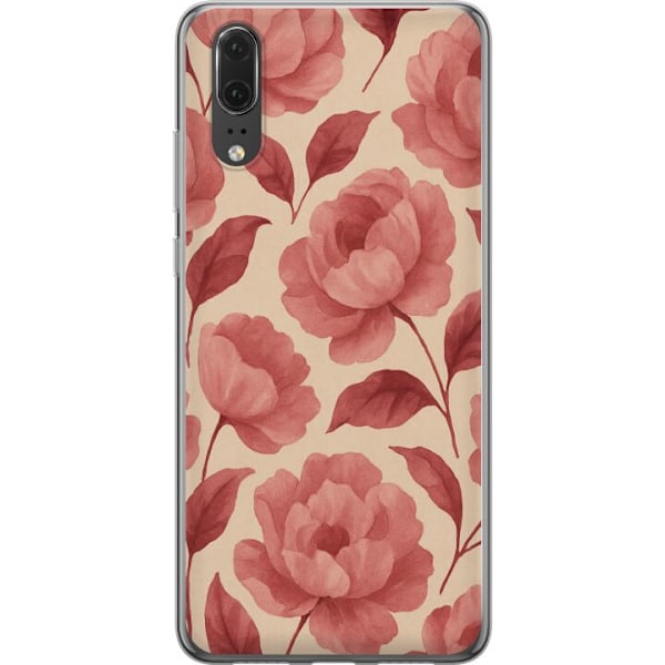 Huawei P20 Gjennomsiktig deksel Rose Blomst
