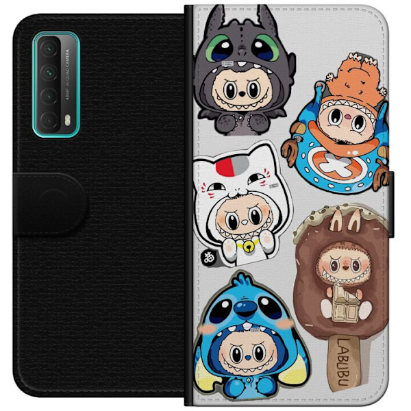 Huawei P smart 2021 Lompakkokotelo Labubu hahmokokoelma - Pop Mart Labubu The Monsters väriluulisessa muotoilussa