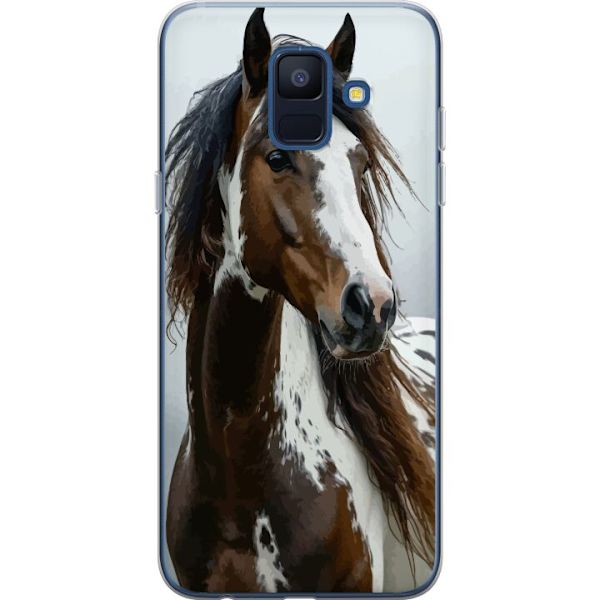 Samsung Galaxy A6 (2018) Genomskinligt Skal Häst Djurmotiv Grafisk Design Natur Kraftfullt Motiv Populär Väggkonst Djurtema Ridning