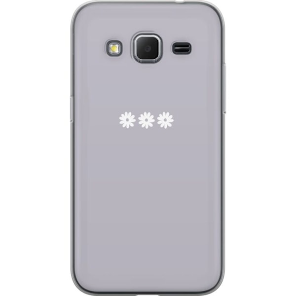 Samsung Galaxy Core Prime Genomskinligt Skal Lila Blomminimalism – stilrent blommotiv på lila bakgrund