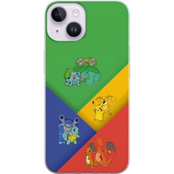 Kompatibelt Mobildeksel til Apple iPhone 14 Første utviklinger med Bulbasaur, Charmander, Squirtle og Pikachu flerfarget