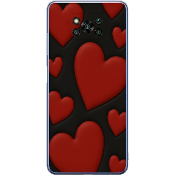 Xiaomi Poco X3 Pro Genomskinligt Skal Red Velvet Hearts