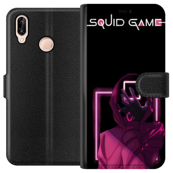 Huawei P20 lite Lompakkokotelo Squid Game Teema Suosittu Sarja Motiivi Graafinen Ikoninen Suunnittelu Aasialainen Popkulttuuri Jännitys Draama