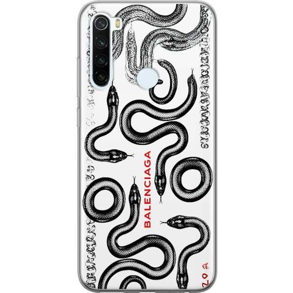 Kompatibelt Mobilskal till Xiaomi Redmi Note 8 Svarta ormar på vit bakgrund vit