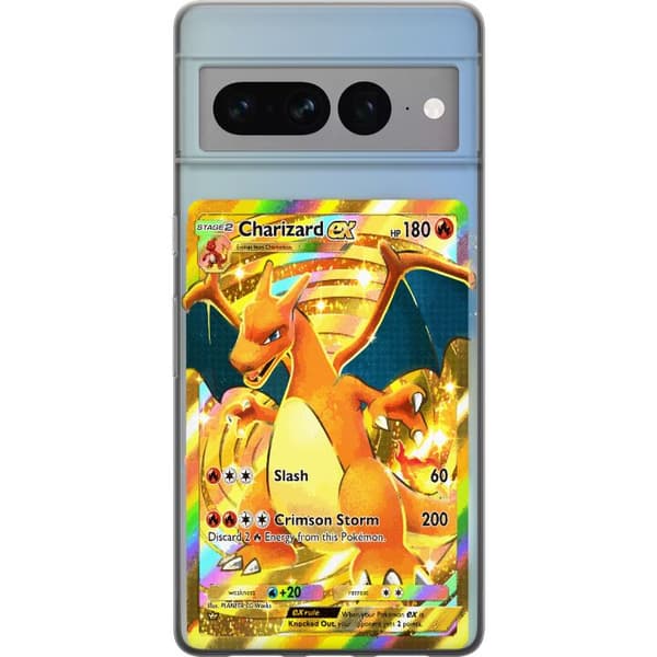 Kompatibelt Mobildeksel til Google Pixel 7 Pro GyllenCharizard EX samlerkort med regnbueeffekter gull