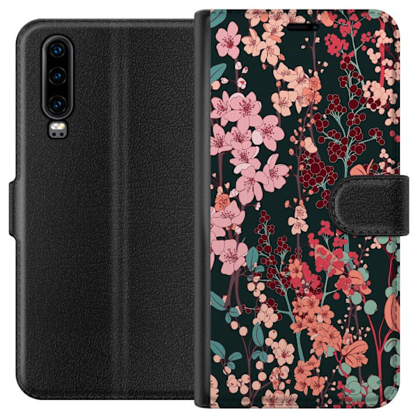 Huawei P30 Plånboksfodral Blommor