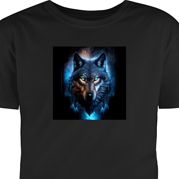 Barn-T-shirt | Bekväm T-shirt för Barn Wolf svart 12-13 År