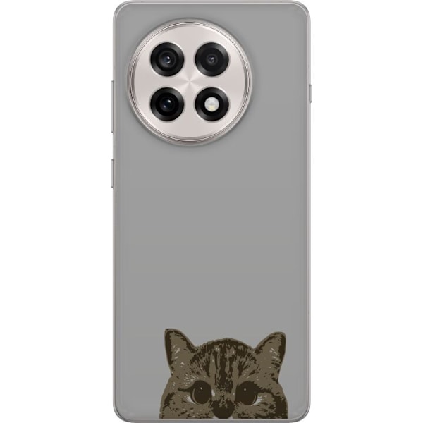 OnePlus 13R Genomskinligt Skal Grå Kattblick – stilren kattdesign med grå bakgrund