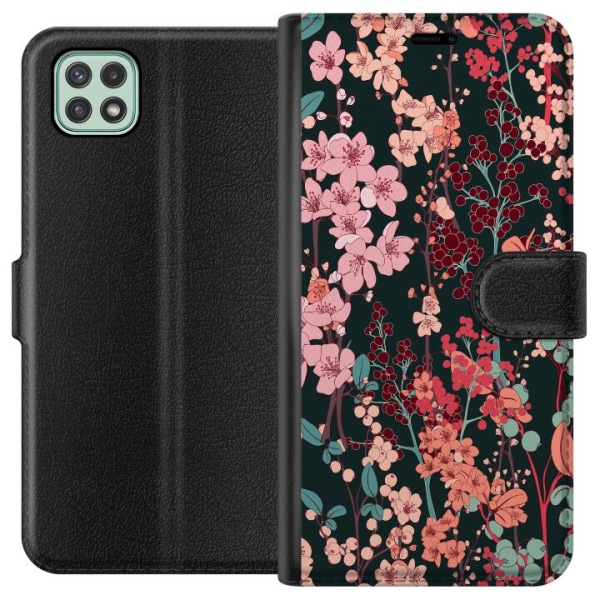 Samsung Galaxy A22 5G Lommeboketui Blomster