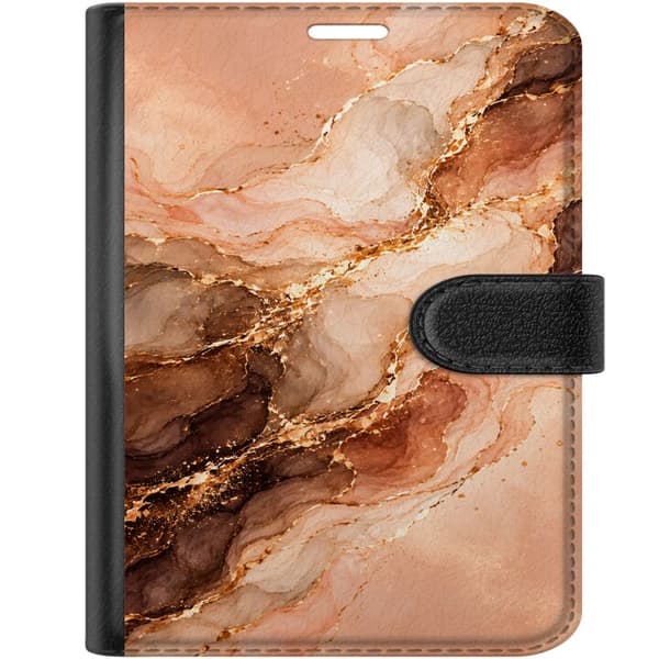 Kompatibelt Plånboksfodral till Apple iPhone Duo Kopparmarmor orange