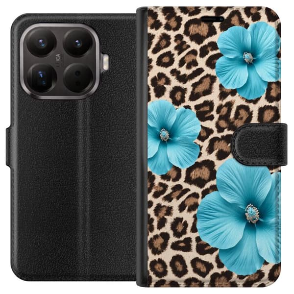 Kompatibelt Plånboksfodral till Xiaomi 15 Brun blomsterleopard brun