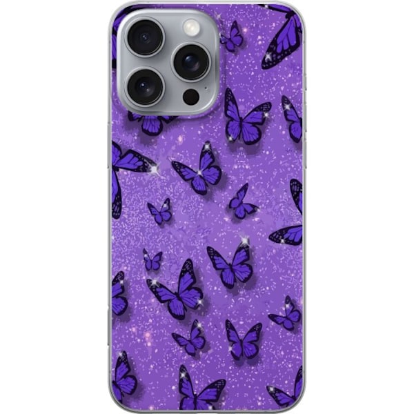 Apple iPhone 16 Pro Max Läpinäkyvä kuori Violetti Perhoset