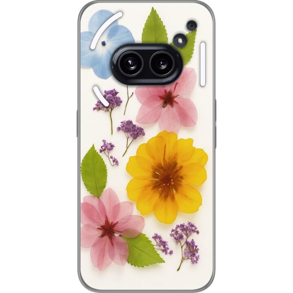 Nothing Phone (2a) Plus Gennemsigtig cover Pressede blomster