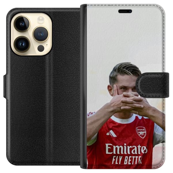 Kompatibelt Plånboksfodral till Apple iPhone 14 Pro Martin Ødegaard Arsenal – Närbild på målgest i matchtröja