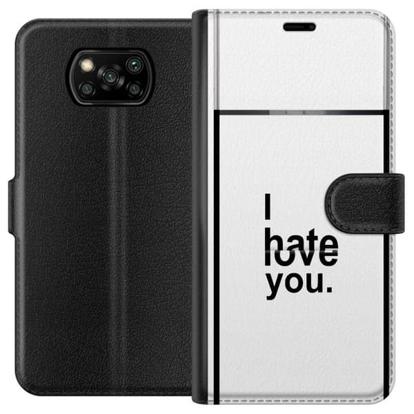 Kompatibelt Plånboksfodral till Xiaomi Poco X3 NFC I Hate Love You vit